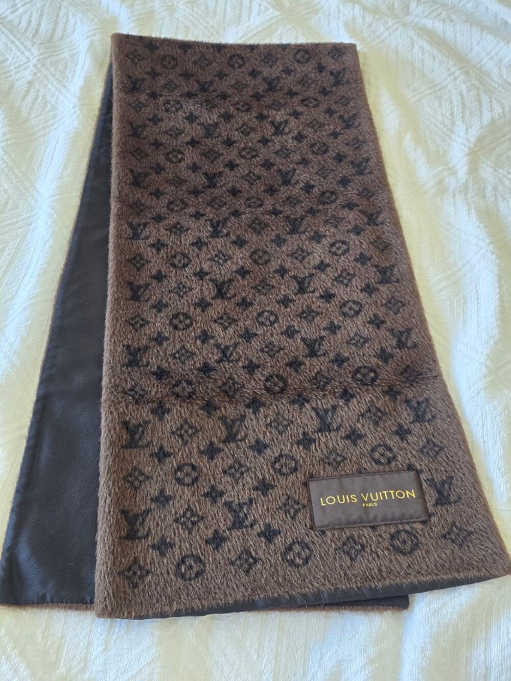 RARE Vintage Louis Vuitton Monogram Alpaca Scarf – Brown & Black (Made in Italy)